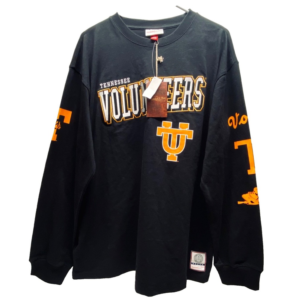 Tennesse Volunteers NCAA Shirt Large Black UT College LS Tee Mitchell & Ness NWT